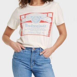 Budweiser Cream “Vintage” Look Crop Tee